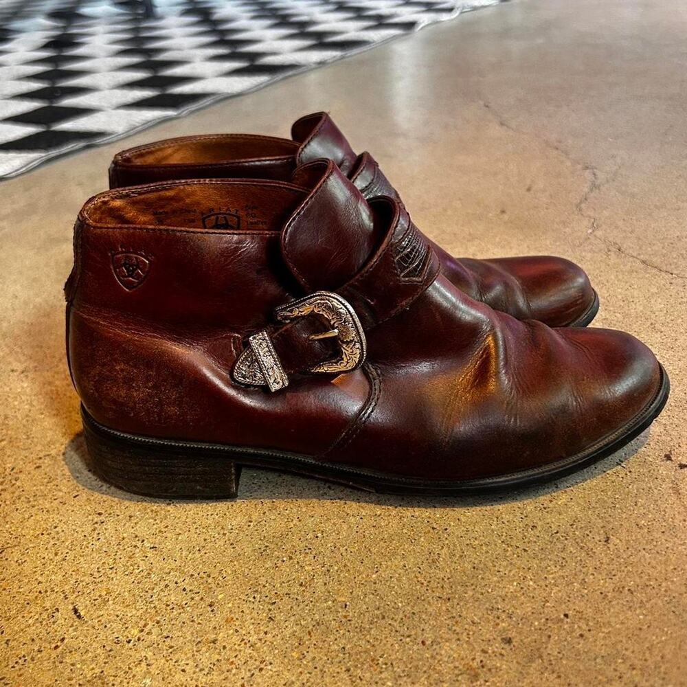 Vintage Ariat Western Ankle Brown Leather Booties Size 7.5